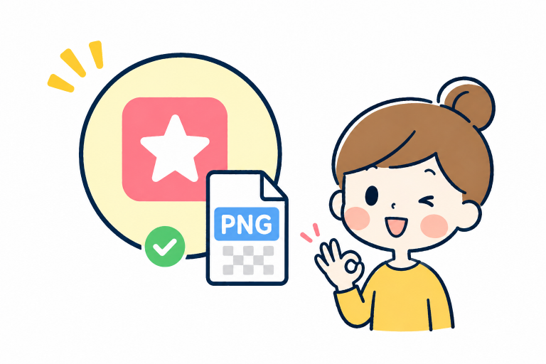 PNG画像をfaviconとして使えることを表すイラスト