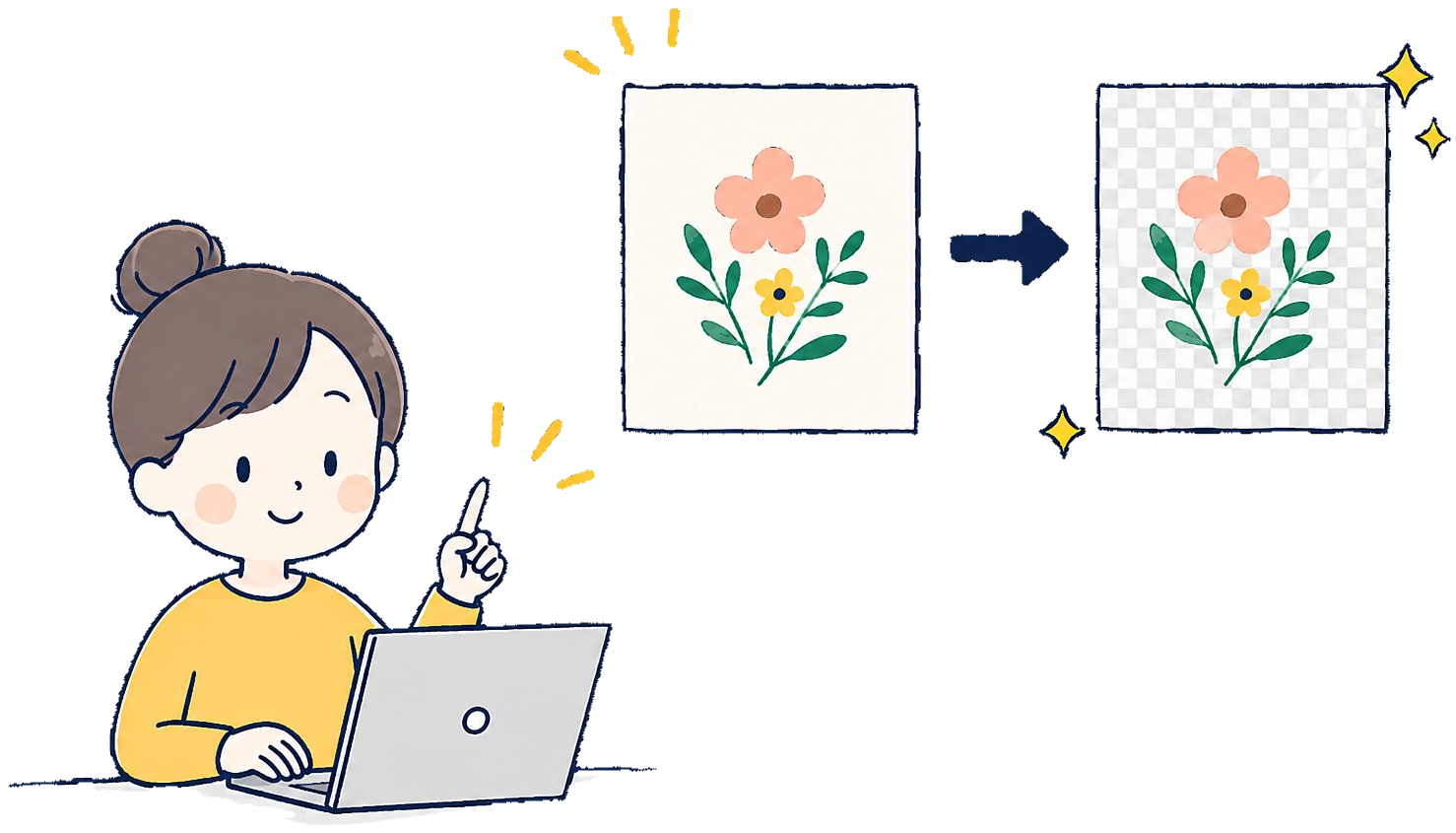 白背景を透明にできるイメージ図